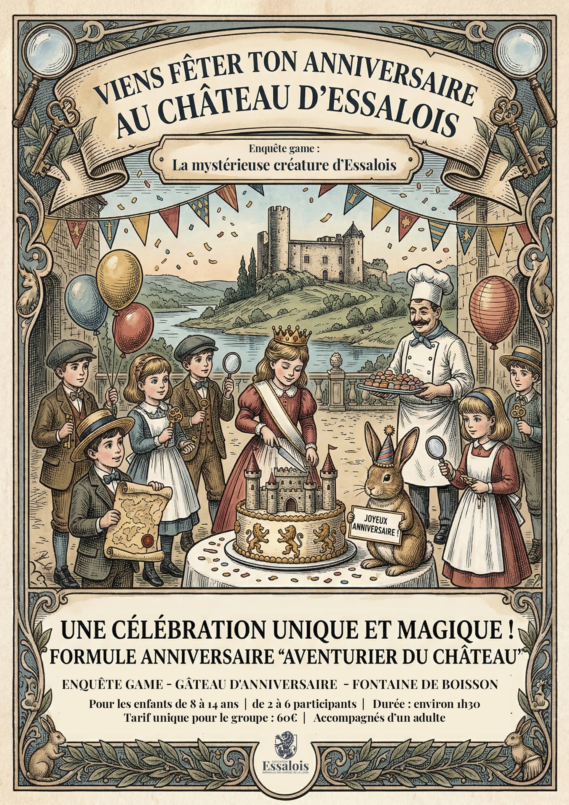 Affiche - Viens fêter ton anniversaire au Château d'Essalois